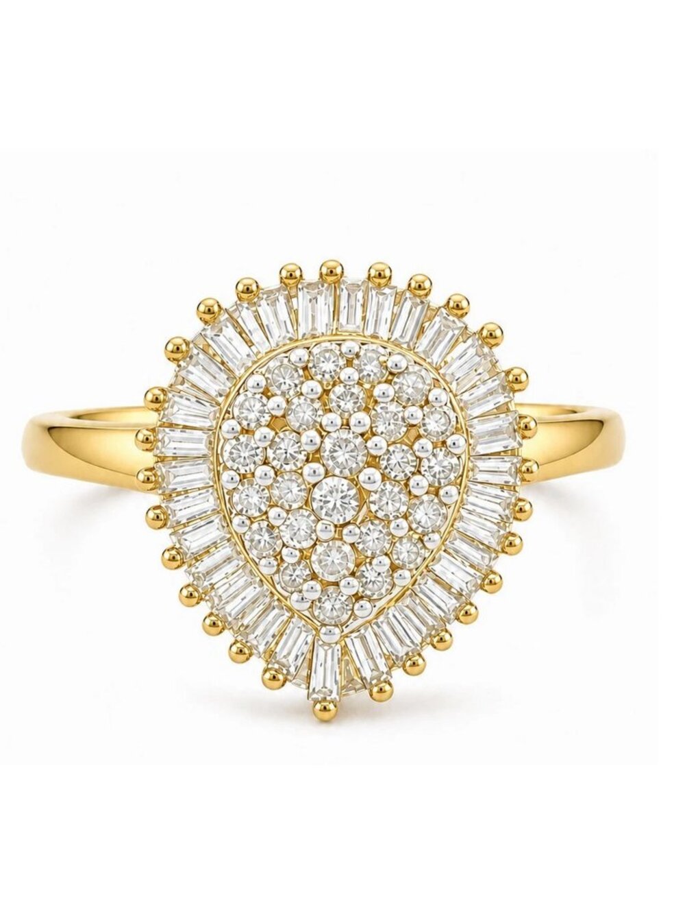 Genuine 1.20 Cts Diamonds Cocktail Ring 10k Gold